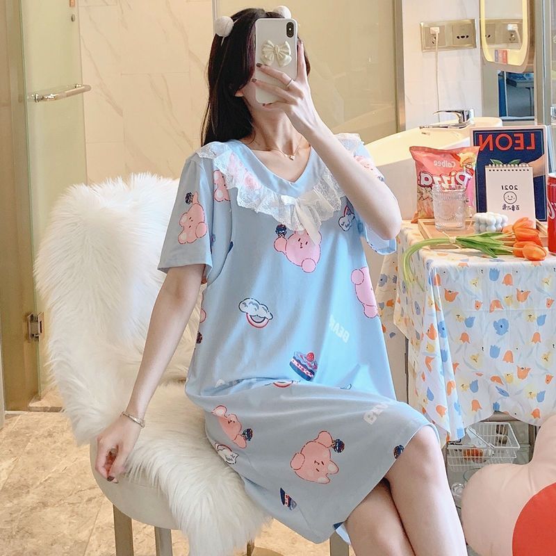 マタニティドレス授乳通気性夏半袖パジャマ授乳ネグリジェ吸汗性産後服産後薄い夏|undefined