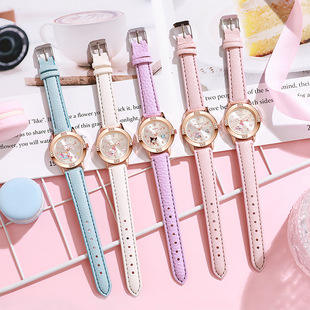 Watch female primary and secondary school students children Diamond cartoon girl pointer ins high-looking exam special watch mute
