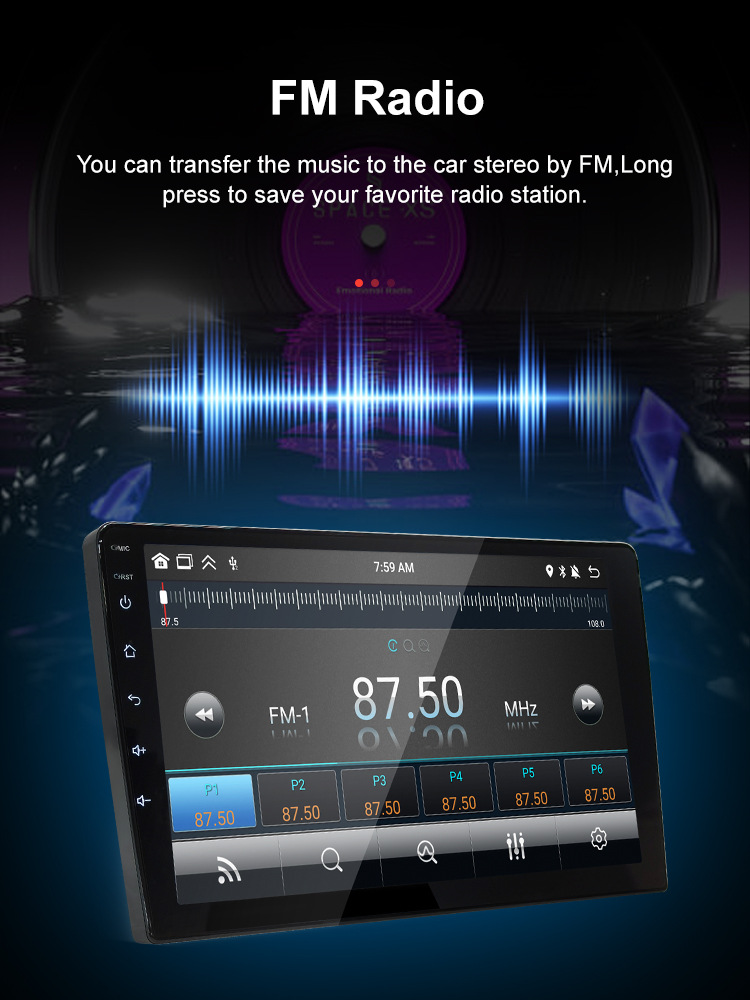 Cross-Border Factory 7/9/ 10inch Universal Android Car Navigation Touch Screen Player with Carplay