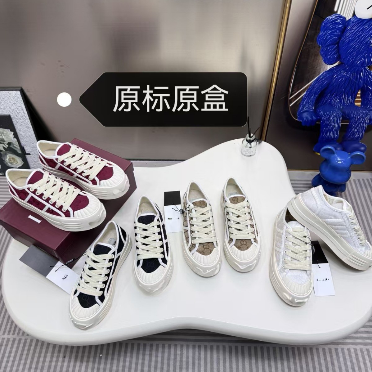 跨境外贸2025高版纯原G家字母刺绣时尚百搭轻便舒适厚底增高板鞋