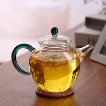 高硼硅透明玻璃花茶壶家用小茶壶过滤红茶功夫茶彩色把手绿茶壶泡