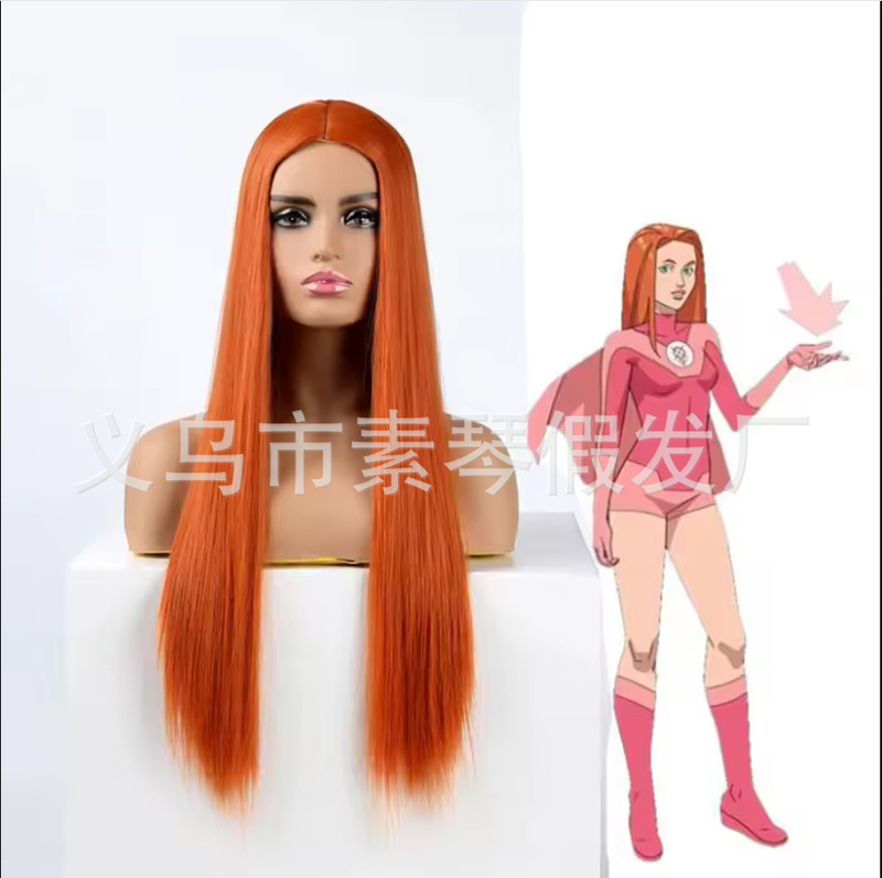 Invincible Kid Atomic Eva Wig Invincible Middle Part Orange Wig Invincible Kid Wig