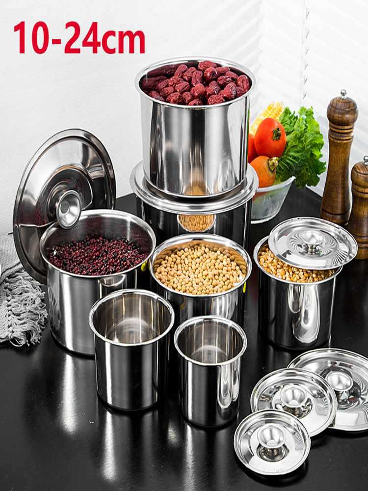 Spice Box 304 stainless steel jar flavor bowl lard jar commercial household kitchen with lid spice container spice jar