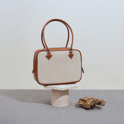 Retro style small square bag for women, antique style vintage feather bag, niche high-end cowhide canvas handbag for women