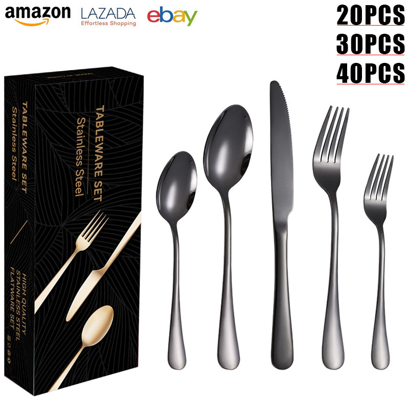 Stainless steel tableware suit knife, fork and spoon suit Golden Western steak knife and fork gift box packaging 20/30/40 pieces