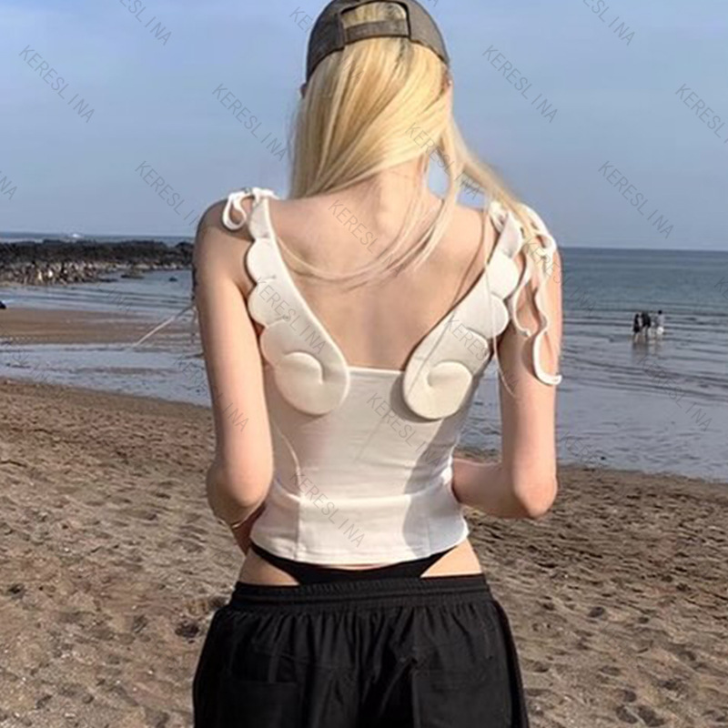 Angel Wings Backless Strappy Camisole for Women, Summer Slim-Fit Sleeveless Outerwear with a Stylish Design, Hot Girl Pink Top