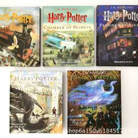 英文版 Harry potter 哈利波特彩绘插画版 5册精装