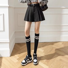 靴裤百褶半身裙裤秋冬2024新款女装毛呢短裤裙小个子欧货高腰棕色