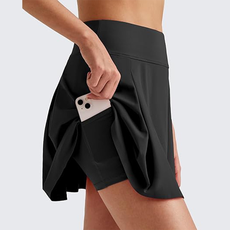 Cross-Border Popular Women's Tennis Skirt with Pockets, Sports Skirt with Shorts, Anti-Exposure, High Elasticity for Golf