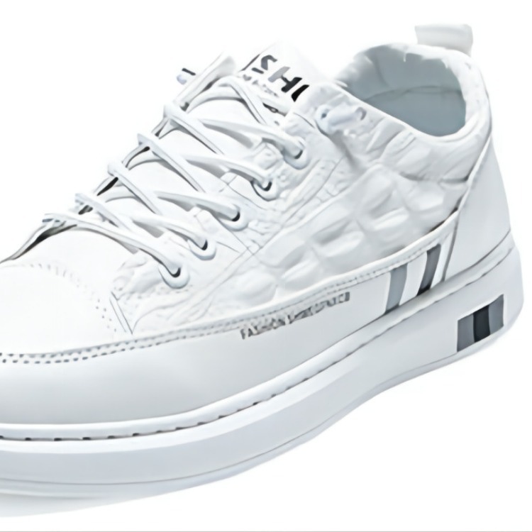 Zapatillas blancas para hombre con cuero con estampado de cocodrilo, novedad de otoño 2021, zapatos informales versátiles con suela blanda, modernos.