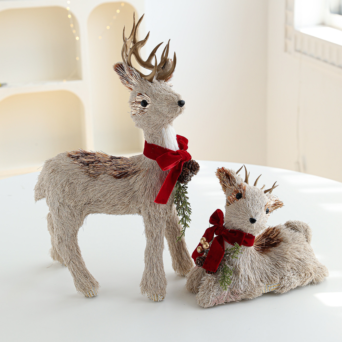 Nuevo muñeco de alce tela de paja muñeca de seda ventana de decoración de escritorio de árbol de Navidad decoración de Navidad