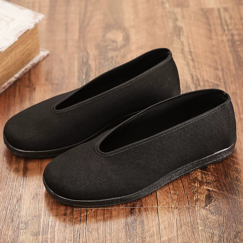 Старая пекинская обувь из ткани мужская обувь ретро устойчивая к ношению, удобная и дышащая полная черная обувь Taiji кунг-фу среднего и пожилого возраста с круглым ртом
