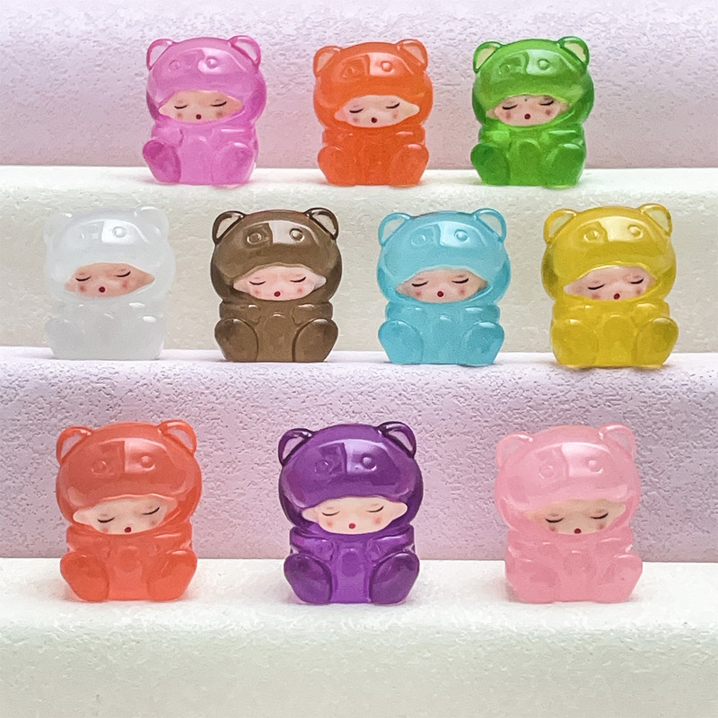 新品夜光小熊软糖饰品 diy卡通车载桌面摆挂件钥匙链挂件潮玩萌粒|undefined