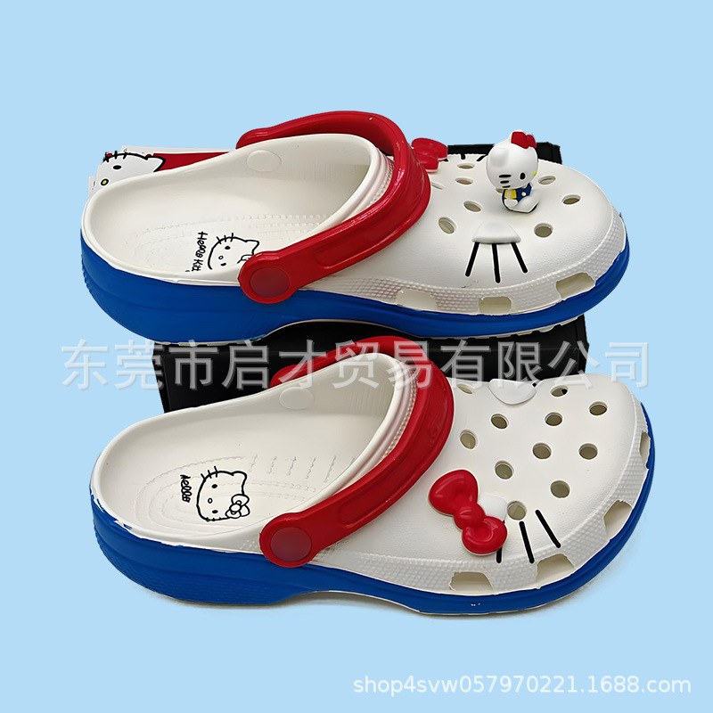 cross新款卡通联名萌露比立体鞋花 儿童防滑洞洞鞋潮流凉鞋|undefined