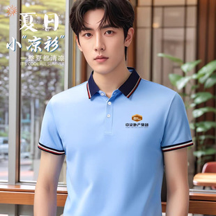 High-End Ice Silk Polo Shirts, Work Clothes, Customized Corporate Unit Business T-Shirts, Work Clothes, Advertising Cultural Shirts with Logo Printed on Them