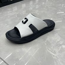 爆款热卖男凉鞋真皮一字拖踩屎感男拖鞋透气百搭凉拖鞋舒适耐穿款