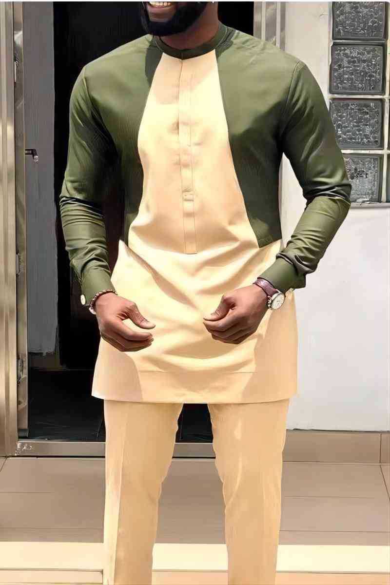 Men's African Print Suit Set Tribal Pattern Shirt And Pants_voghion.com