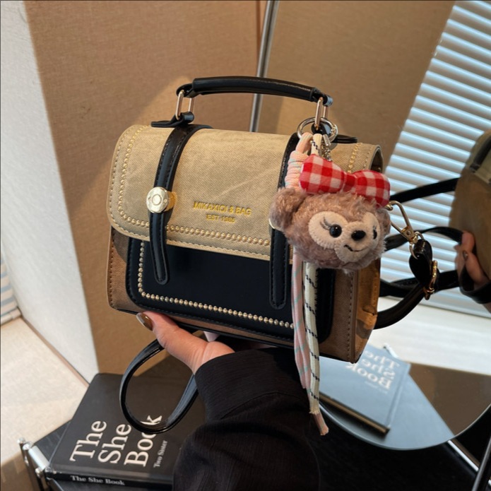 Bolso de mano doble estilo inglés de estilo extranjero 2025, otoño y invierno nuevo estilo de bolso de mujer relajado, bolso de hombro casual.