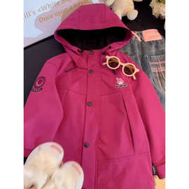 女童外套春秋新款中大童甜酷风户外防风冲锋衣儿童森系连帽风衣潮