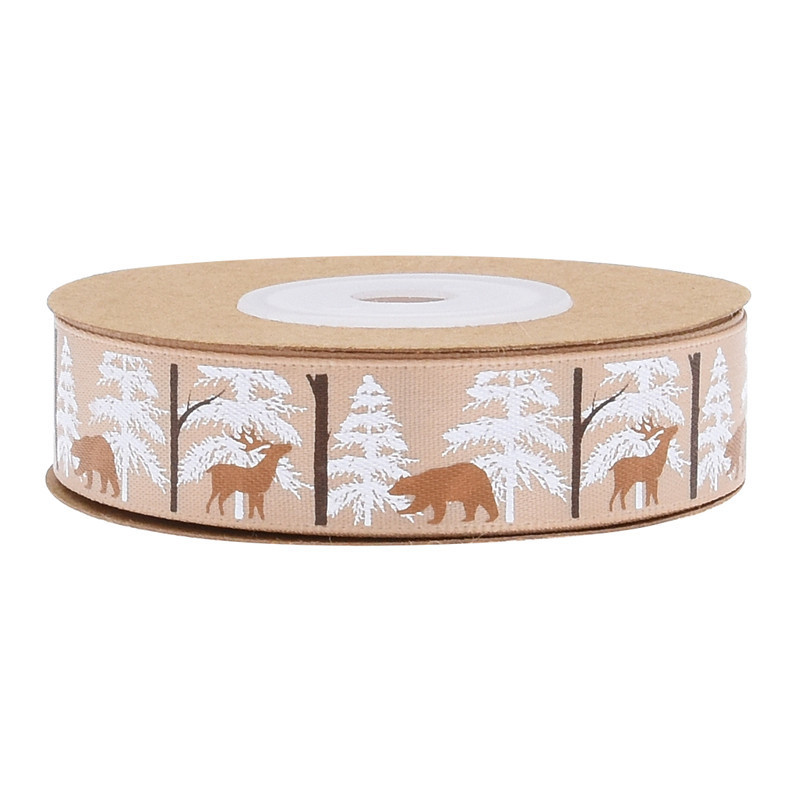 Transfronterizo nuevo impreso animal Navidad fruta cinta flores Navidad regalo embalaje de alta calidad Cinta de Oro 10Y