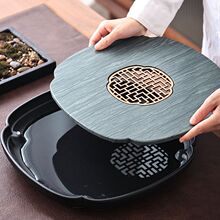 陶瓷天然石材茶台储水式小型乌金石现代简约家用办公茶盘功夫茶具