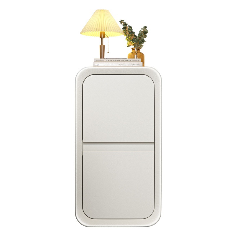 Mesita de noche estrecha de almacenamiento de noche pequeño Gabinete dormitorio crema Estilo madera maciza cajón doble gabinete lateral pequeño Gabinete hueco