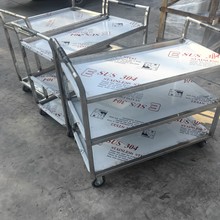 商用焊接酒水车厨房车不锈钢餐车小推车收碗酒店学校食堂移动餐车