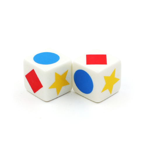 Inventory No. 20 square corner color printed dice, silk screen dice, teaching assistant teaching dice, game accessories 2CM