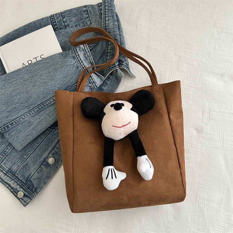 Bolsas retro de gran capacidad para mujeres 2024 nuevo otoño e invierno bolsa de compras ocio de hombro de dibujos animados para trabajar bolsa de viaje