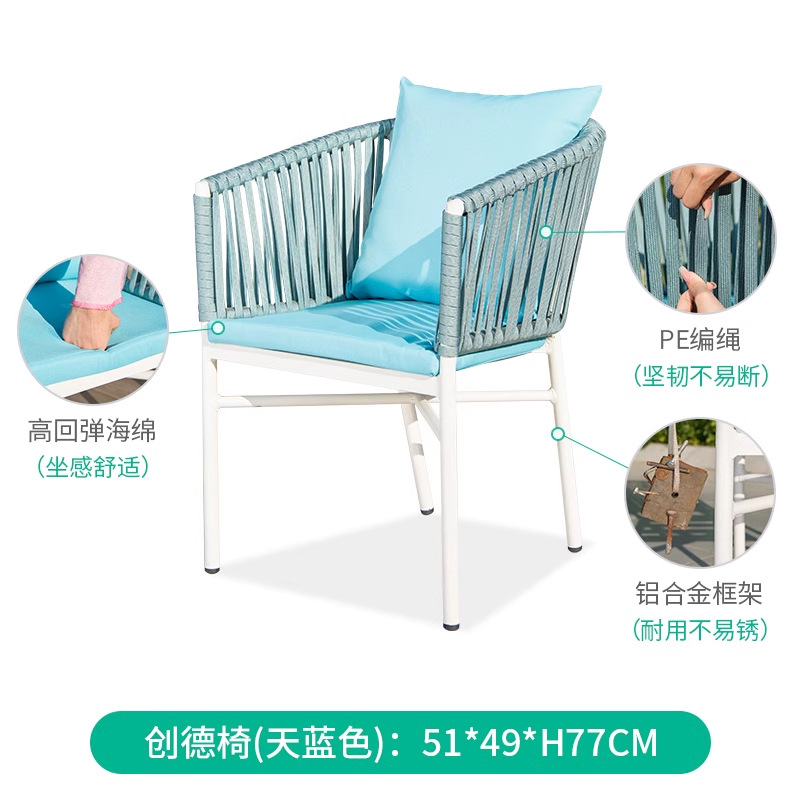 Mesa y silla nórdica al aire libre silla de diseño a prueba de agua silla de vidre silla de vidre al aire libre silla de vidre