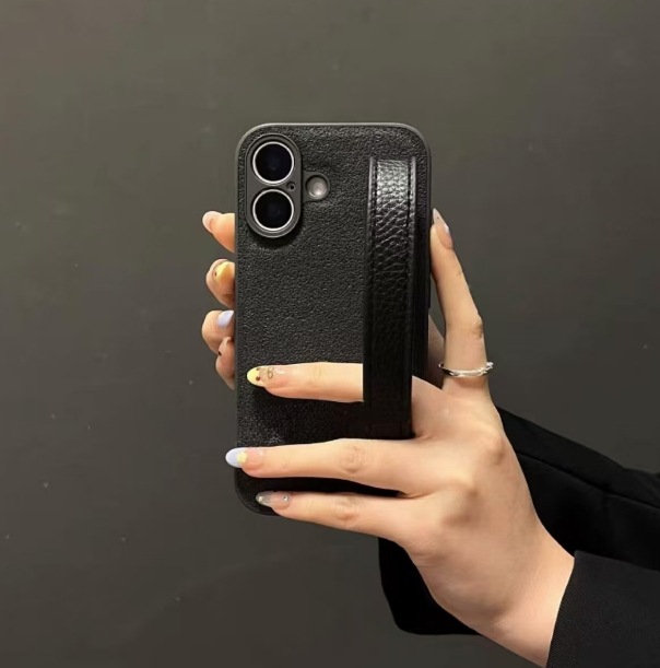 Pulsera de cuero de color sólido simple Huawei mate70pro patrón de pozo de luna Apple 16pro funda para teléfono móvil para 15/14p