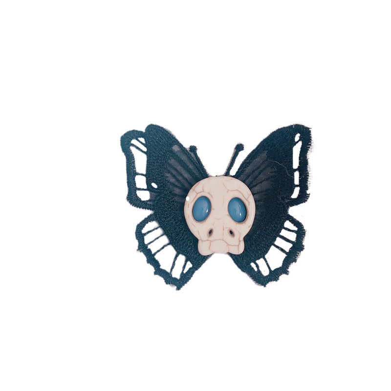 暗黑哥特风lolita蝴蝶嗜血骷髅头发夹边夹发饰朋克y2k辣妹饰品