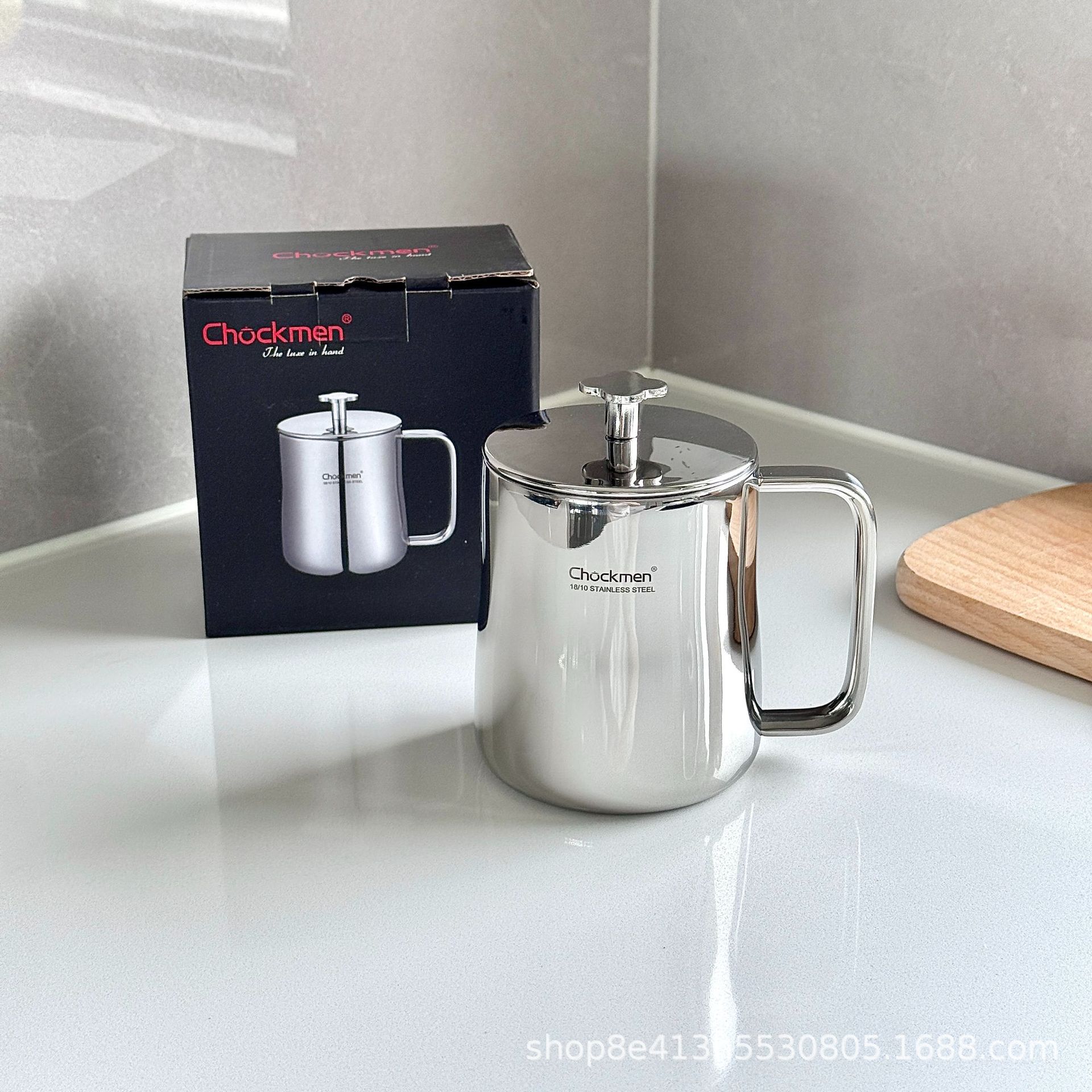 Zhuo Deming 18 / 10 tazas de acero inoxidable de tetrahedra doble taza de agua con mango taza de leche taza de cerveza