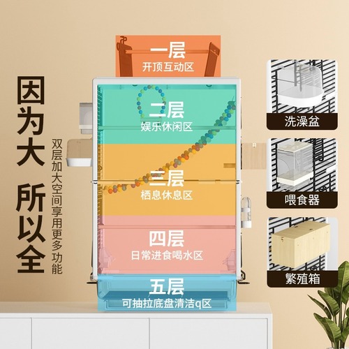 Bird cage parrot cage household large acrylic transparent horizontal wire splash-proof black phoenix special new villa breeding cage