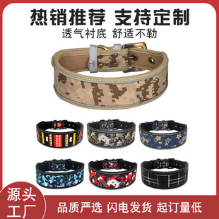 Cross-border Hot Pet Collar Medium and Large Printed Light Plate Dog Collar Comfortable Substrate Reflective Outdoor Training Dog Rope