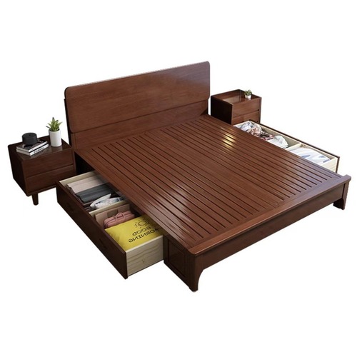 Simple solid wood bed for home, master bedroom bed, 1.8-meter double bed, rental apartment, small-sized 1.2-meter wholesale solid wood bed