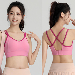 New Back Buckle Cross Beauty Back Sports Underwear Women's Shockproof Running Gather Sexy Outer Wear Fitness Yoga Bra