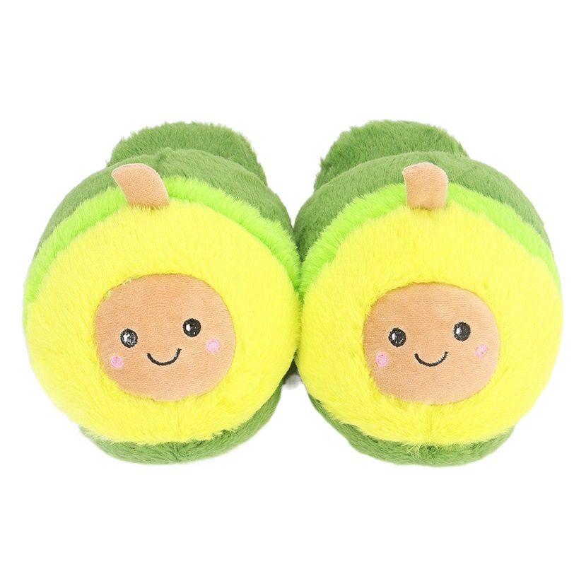 Nuevo invierno cálido chica aguacate zapatillas Zapatillas de algodón de felpa lindo de la historieta casa pareja zapatos gruesos de algodón