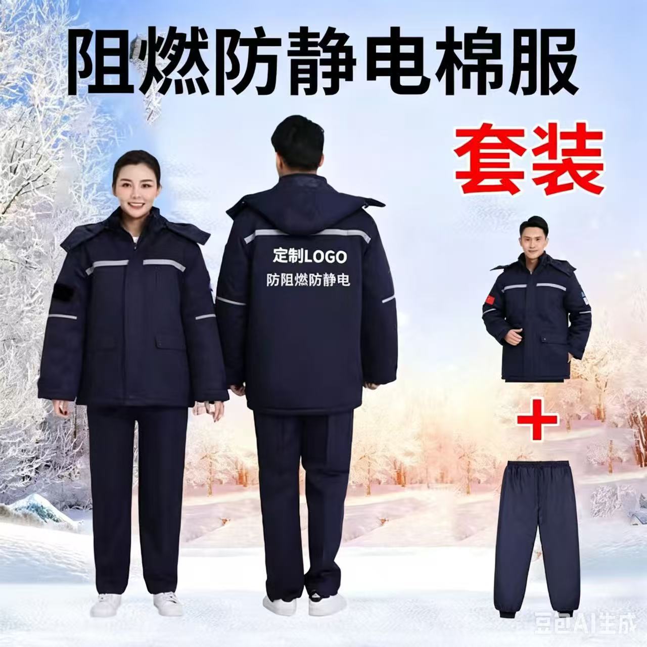 冬季阻燃防静电棉服工作服阻燃防静电棉裤阻燃防静电棉衣保暖耐寒