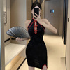 Sexy Sleeveless Velvet Split Wrapped Hip Cheongsam Dress