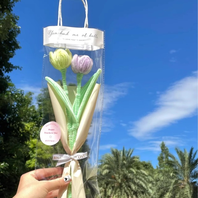 ねじり棒ヒマワリねじり花束完成品手作りdiy材料バッグセット編み教師祝日プレゼント|undefined