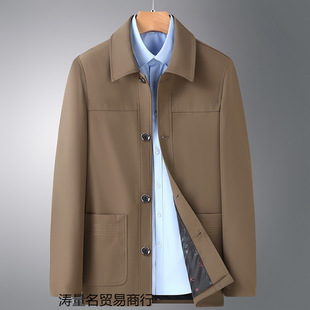 Men's Jacket 2021 Autumn Button down Middle-Aged Turn-Down Collar Dad Coat Men's Business Casual Jacket