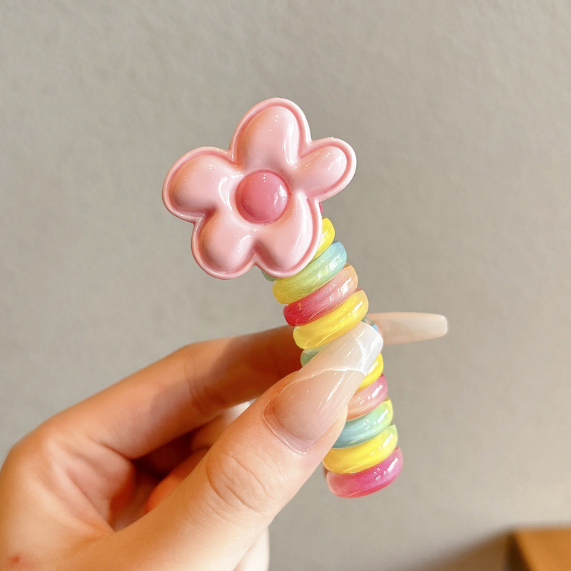 Primavera línea telefónica anillo de cabello cuerda cabeza nuevo artefacto de cabello trenzado colorido lindas estrellas burbujas trenzas adornamientos para el cabello de niños