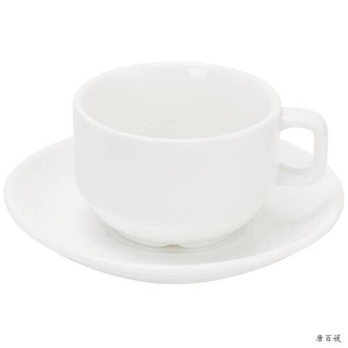 Pure white ceramic coffee cup set, simple household small cup, saucer and spoon set, European style commercial hotel high-end cup