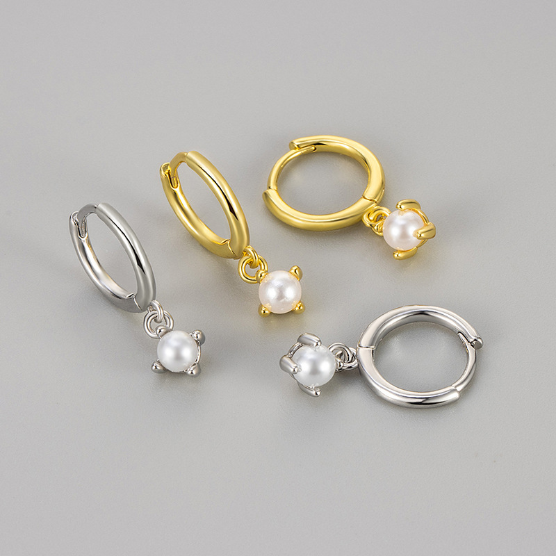 Amazon Cross-border Light Luxury European and American Minimalist Pearl Earrings Women's Earrings Design Sense Small Fresh Ear Buckle Small and Exquisite