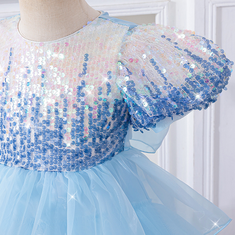 Vesta de princesa infantil de moda de sequillas brillante vestido de niños piano vestido de espectáculo vestido de banquete vestido de noche