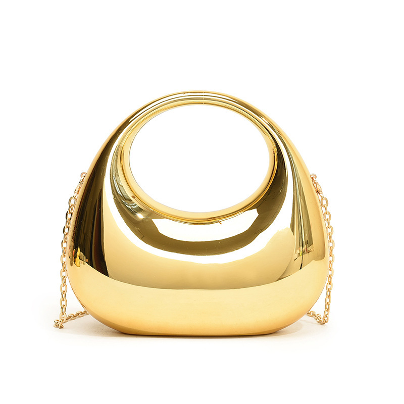 Acrylic Bag 2025 New Gold Handbag Cross-Border Trend Crescent Box Bag Chain Shoulder Crossbody Bag