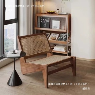 Scandinavian Leisure Rattan Woven Kangaroo Chandigarh Lazy Sofa Lounge Chair Single Balcony Solid Wood Sofa Chair Chair