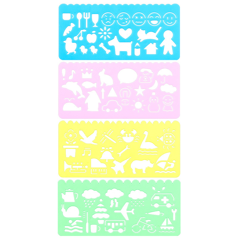 Animal lindo cuatro conjuntos de pintura plantilla gobernante múltiples patrones de pintura rápida gobernante estudiante creativo Caleidoscopio