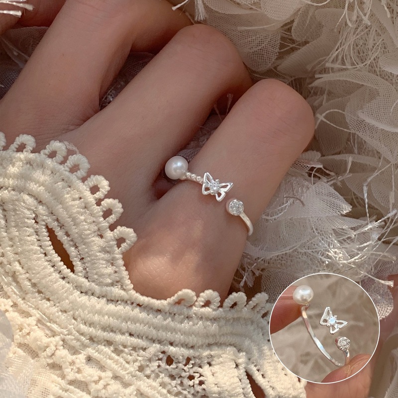 Xiaohongshu 新製品 S925 スターリングシルバーリング女性の夏インスタイルハイエンドニッチライト高級非退色シルバージュエリー|undefined